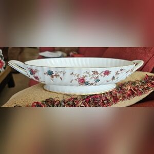 Vtg Minton Ancestral Floral Bone China Sauce Tureen / Serving Dish
